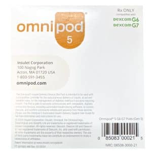Omnipod 5 - 5 Pack: Retail Version: NRC: 08508-3000-21 (Check For Recall)