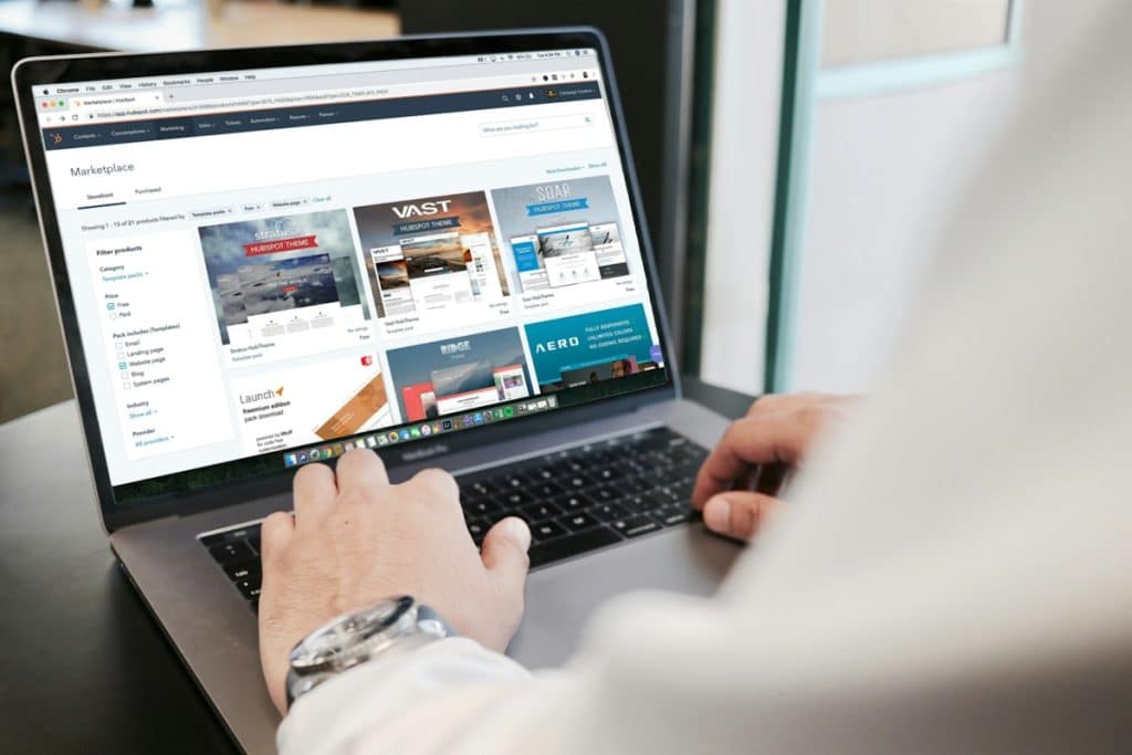 Person using a laptop at a desk
